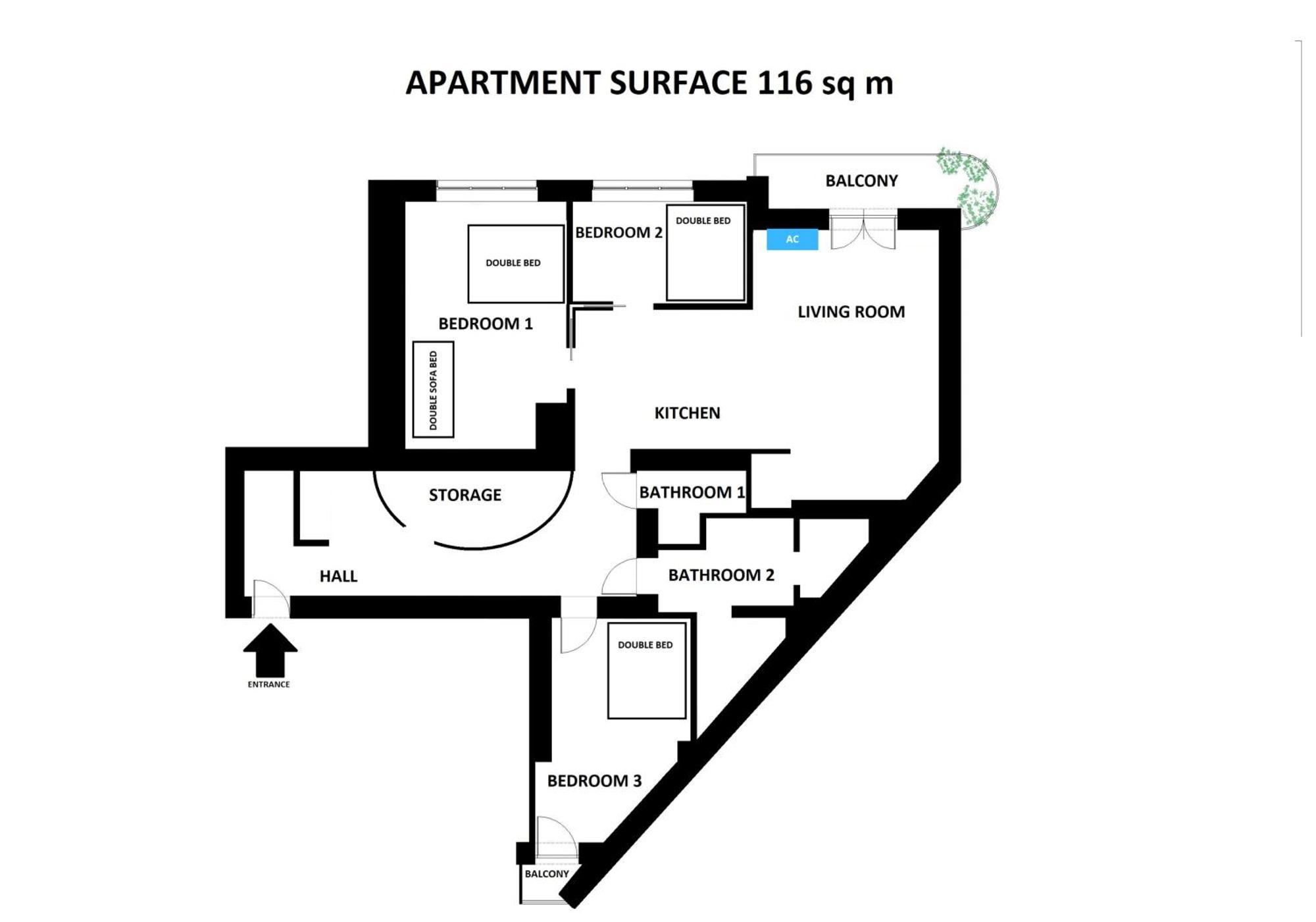 Spacious 3Br Apartment With Ac In Living Room, 2 Balconies Krakow Exterior photo